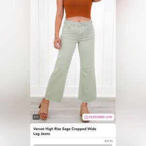 Vervet High Rise Sage Cropped Wide Leg Jeans